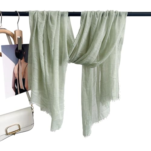 Image of Crinkled PolyCotton Scarf for Women - 180 x 90 cm Stole for Women | PolyCotton Scarf for Summers, Head Cover for Women | Lightweight Scarf for Women | Women Accessory