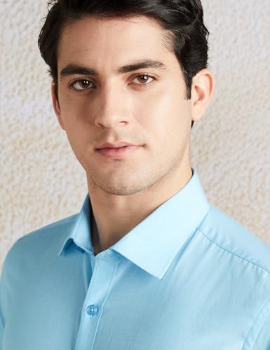 Image of Amazon Brand - Symbol Men's Cotton Rich Formal Shirt | Plain | Full Sleeve - Regular Fit (Available in Plus Sizes)