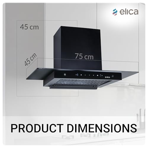 Image of Elica 75cm 1500 m3 /hr Filterless Autoclean Kitchen Chimney T-Shape with 15 Years Motor & 5 Years Comprehensive Warranty | FLAT FL 750 HAC LTW MS NERO | Black | Touch + Motion Sensor Control