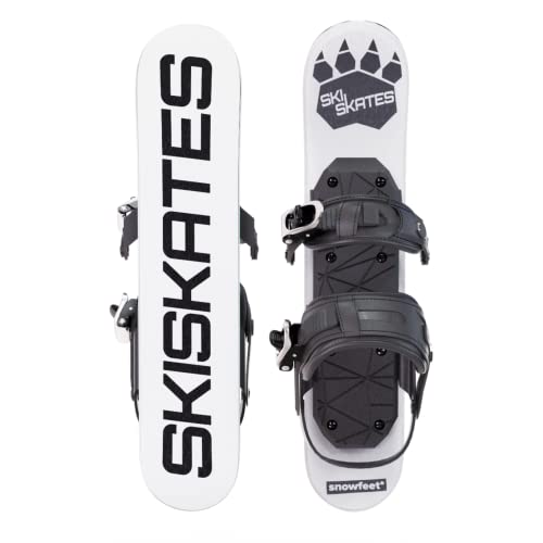 Skiskates - Short Mini Ski Skates For Snow | Skating Skis Snowblades Skiboards | Ice Skates For Snow | Shortest Skis Ever (White | Snowboard Bindings) #TOP3