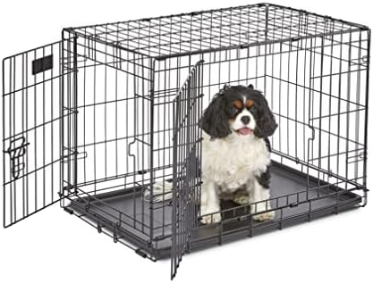MidWest Homes for Pets Newly Enhanced Single & Double Door iCrate Dog Crate, Includes Leak-Proof Pan, Floor Protecting Feet, Divider Panel & New Patented Features