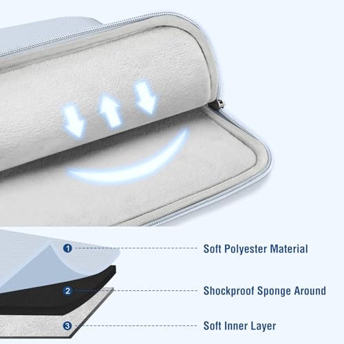 Image of MOSISO Laptop Case 13.3 inch, 13-13.3 inch Laptop Sleeve Compatible with MacBook Air /Pro 13 /Pro 14 M5 M4 M3 M2 M1, HP Dell ASUS Lenovo,Polyester Vertical Computer Sleeve Bag with Pocket,Baby Blue