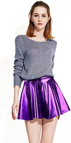 AbbyLexi Women's Retro Disco Mini Skirt Metallic Wet Liquid Faux Leather Skirts