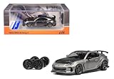 Diecast Model Car Compatible with CM Model 1:64 Subaru BRZ Varis Widebody Gray Metallic with Carbon Hood and Top and Extra Wheels CM64-BRZ-10