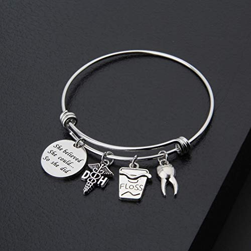 ENSIANTH Dental Hygienist Gifts She Believed She Could So She Did Keychain Dentist Jewelry Graduation Gift For DH3