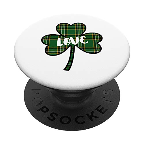 Cute St. Patricks Day Gift Green Plaid Lucky Shamrock PopSockets PopGrip Interchangeable