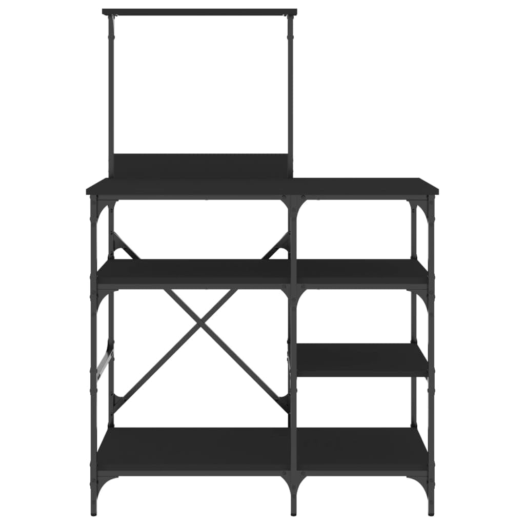 Bäckerregal, schwarz, 90 x 40 x 132 cm, Holzwerkstoff und Metall