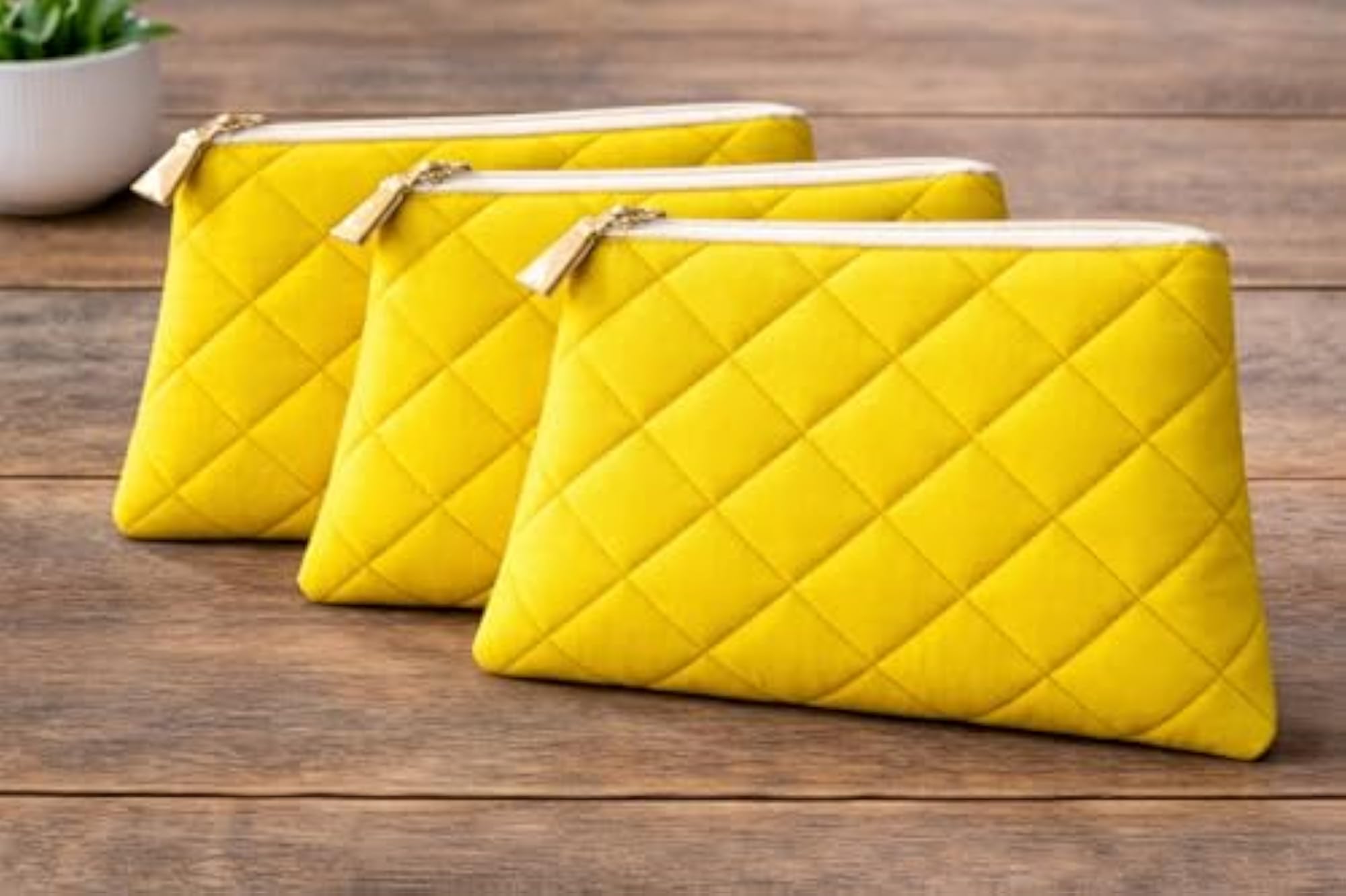 Pouch Cosmetic Bag (Yellow Plain)