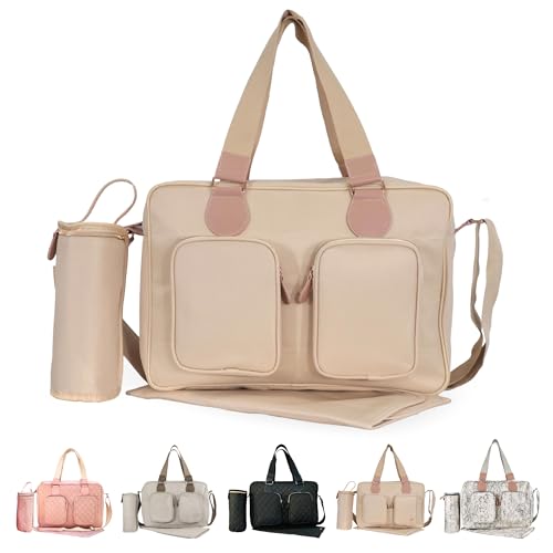 My Babiie Billie Faiers Blush Deluxe Baby Changing Bag with a Padded Changing mat, Insulated Bottle Holder, 2 Pockets at The Front and an Internal Pocket