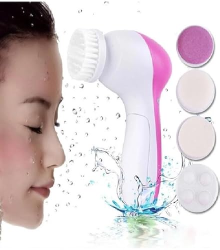 Massageador Facial -Escova Facial Elétrica 5 em 1 Portátil – Limpeza Profunda, Esfoliação Suave, Mas