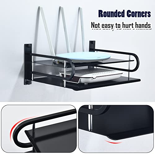Floating Wall Shelf For Tv Components, Space Aluminum Router Wall Mount Shelf Bracket, Tv Accessories Shelves For Cable Boxes,Dvd Player, Game Console, Smart Speaker, Mini Projector (Double, Small) #TOP6