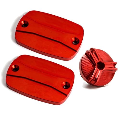 Tapa del tanque de frenos para TMAX 560 y 530, tapas de combustible de aluminio rojo, 3 piezas
