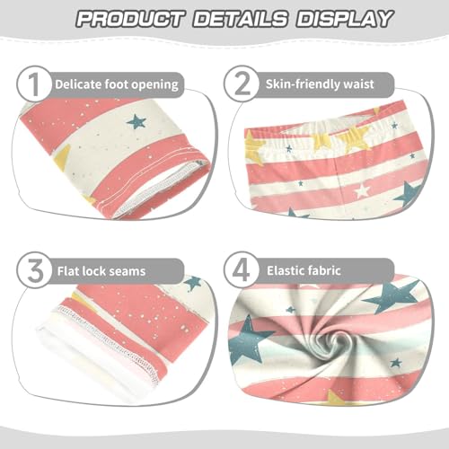 KLL 5 Pointed Stars Red Stripes Toddler Girls Cotton Pants Fashion High Waisted Yoga Pants Running3