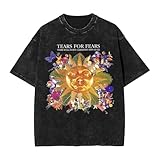 Tears Rock for Music Fears Band Logo Vintage Shirt Mens Basic Short Sleeve Round Neck T-Shirts Large