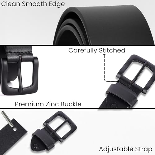 Image of RABELL Genuine Leather Belt for Men Leather Original | Belt for Men Formal & Casual Original Branded belt | Adjustable size Fits Waist up to 46 inches 1.5in Width Zinc Casted Buckle Comes in Gift Box