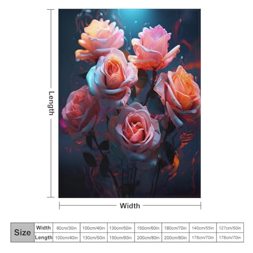 Couverture jeté flannel à motif fleur très doux et chaud pour canapé et lit 150x200cm