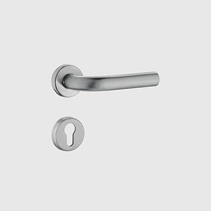 Dorset L Type Handle on Round Rose | 22 mm Dia | SS Door Handle for Main Door | Suitable for Glass and Wooden Doors | Door Handle Set [ SLORSS22 ] - SS 304 Grade