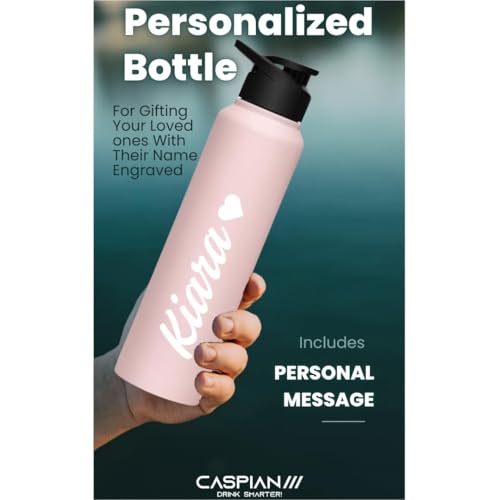 Image of CASPIAN / / / Hike Stainless Steel Customize Sipper Water Bottle| Leak Proof Thunder for Fridge Home Office Travel School Kids Boys Girls Adults Sports Gym Yoga (CUS-Light Pink 1 Litre, Set of 1)