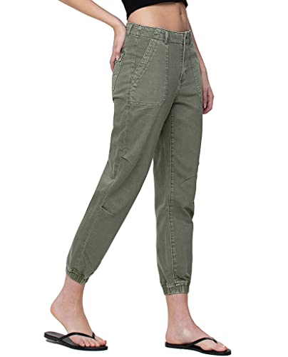 VERVET by Flying Monkey Olive Jogger Jeans High-Rise Non-Stretch