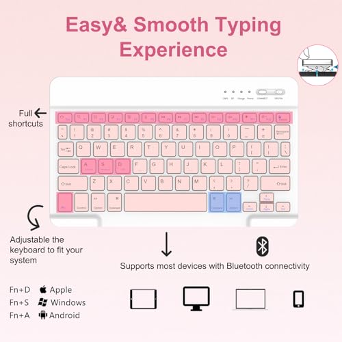 Image of MMK for iPad 11th 10th Generation Case with Keyboard (2022, 10.9 inch), Wireless Detachable Keyboard, with Pencil Holder for iPad 11 inch (A16 2025), 10th Gen (10.9 Inch 2022) Pink