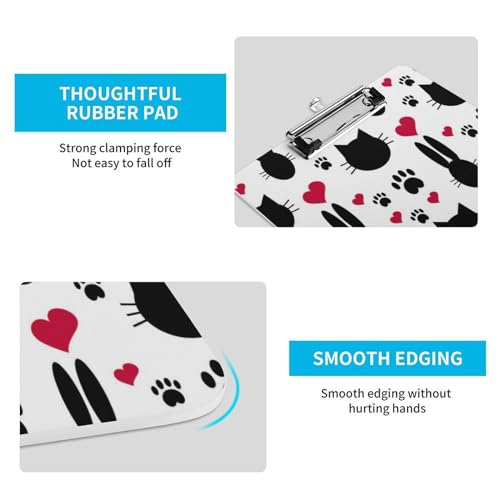 Porte document avec clip chat pattes coeur pour bureau et etude