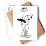 Tamaño: 14,6 cm x 9,8 cm Sobres de tarjetas postales en blanco y negro con flor de loto, color blanco y negro