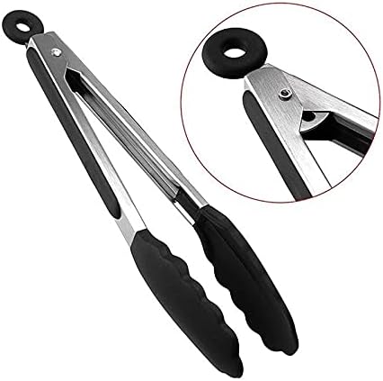 Cooking Tongs 1pc Grilling Tong Stainless Steel Silicone Cooking Grilling Barbecue Non-Stick Salad Cake Serving Clip