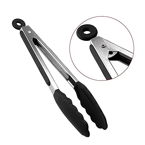 Pinza da Cucina 1pc Pinza per Grigliare Acciaio Inossidabile Silicone Cottura alla griglia Barbecue Insalata Antiaderente Torta da Portata Clip