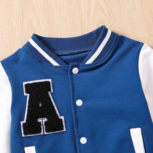 Children's Baseball Jacket Toddler Girls Boys Warm Outwear Long Sleeve Button Down Stand Up Collar Jacket Coats3