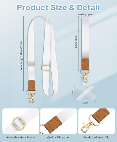 Image of Yonlevres Phone Lanyard Crossbody Strap Wrist Neck Adjustable Women White | Cell Phone Lanyard for Travel Cruise Daily, Hands-free, Fit Keys ID Badge, for Full-coverage Phone Case, Accessories, Gifts