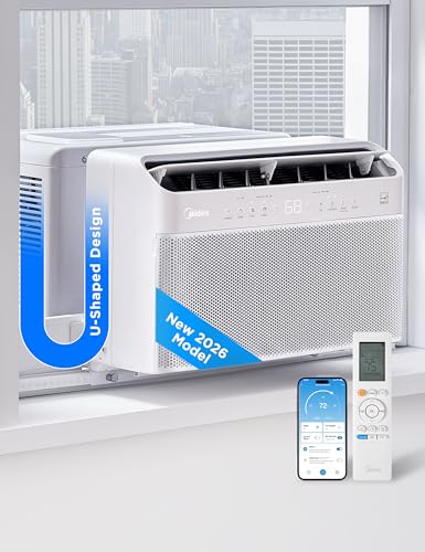Midea 6,000 BTU U Shaped Smart Inverter Window Air Conditioner - Cools 250 Sq Ft, Ultra Quiet with Open Window Operation - Alexa/Google Assistant Compatible, 37% Energy Savings, Remote (2026 Edition)