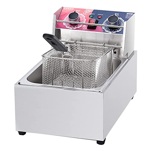 HPTHLY Freidora Profesional De 10L Y 2500W, Freidora Eléctrica Comercial De Acero Inoxidable con Cesta para Freír Y Temporizador De 60 Minutos para Cocinar Alimentos Y
