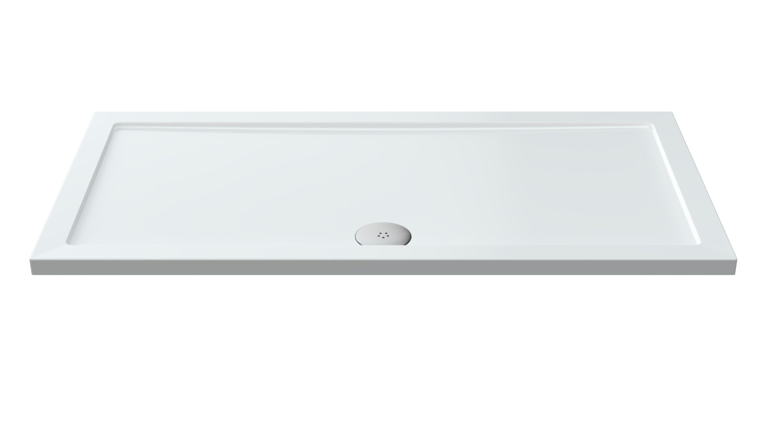 Balterley 1400 x 700 mm Rectangular Shower Tray, Slimline Shower Trays, Durable Stone Resin Base Trays for Bathroom Enclosure Cubicle, Central Waste Rectangular Tray for Wetroom Showers (White) — image 1
