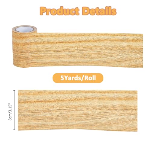 Image of 5 Yards Wood Grain Repair Tapes Wood Colored Stickers Self Adhesive Wood Grain Repair Patch Durable Multi-Use Adhesive Patch Gold Upholstery Wood Duct Tape for Doors Floor Furniture