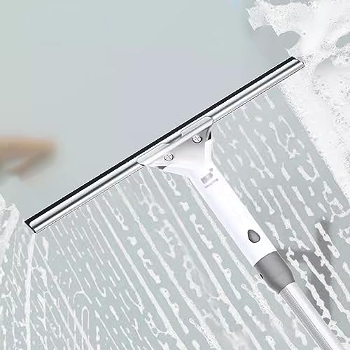 Limpiacristales Limpiador de Ventanas Kit de escobilla de goma para limpieza de ventanas, 2 en 1 Telescópica para ducha/parabrisas/puerta corredera/ventana/coche, con doble hoja lateral de goma y espo