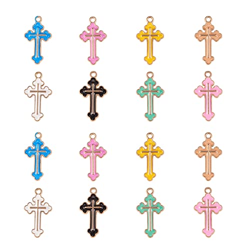 Airssory 120 colgantes de 8 colores de Jesús cristiano religioso esmaltado pequeño crucifijo para rosario, joyería, bricolaje Cover