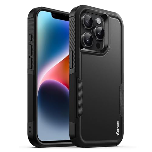 Image of KARWAN Shockproof Back Case Cover Compatible with iPhone 14 Pro Max, Heavy Duty Case with 360 Degree Camera Protection, Dual Layer Rugged Bumper Protection Cover with Matte Finish (Black)