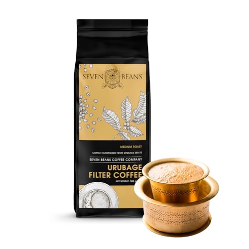 Image of Seven Beans Urubage | Medium Roast | South Indian Filter Coffee Powder - 80:20 Coffee Chicory Blend - Traditional Filter Kaapi - 500g (Pack of 1)