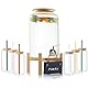 Sänger | Bowle Set mit Gläser Strohhalmen und Gläsern, Bowle Gefäß mit Deckel aus Holz, Getränkespender mit Zapfhahn inkl 6 Gläsern, Getränke Spender für Glühwein und Bowle, 7,8 Liter Glasbehälter