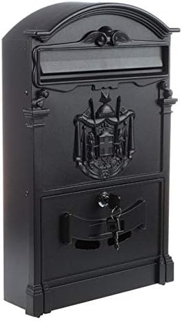 HBJWOV Heavy Duty Black Aluminium Lockable Secure Mail Letter Post Box Letterbox New Home Garden