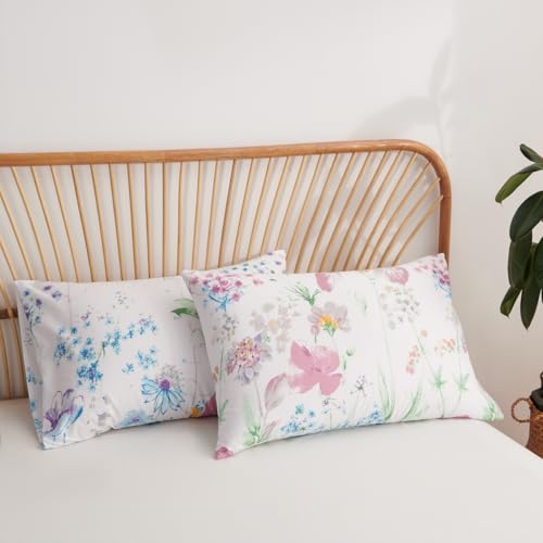 Bettwäsche 135x200 4Teilig Weiß Lila Blätter Blumen Wendebettwäsche – Ansicht 4