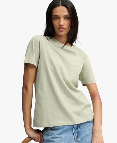 Superdry Essential Logo EMB Tee T-Shirt, Dusty Sage, 36 Femmes