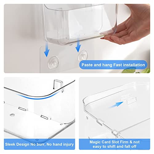 Diesisa 2pc Acrylic Wall Mount Organizer, Adhesive Clear Cabinet Door Organizer,Acrylic Shelves for Wall,No Drilling Hang Walls,with Self Adhesive Tape, for Bathroom, Kitchen, Living Room - Thumbnail 5