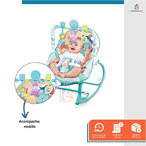 Cadeira Bebê descanso Balanço Musical Vibratória Azul Oceano