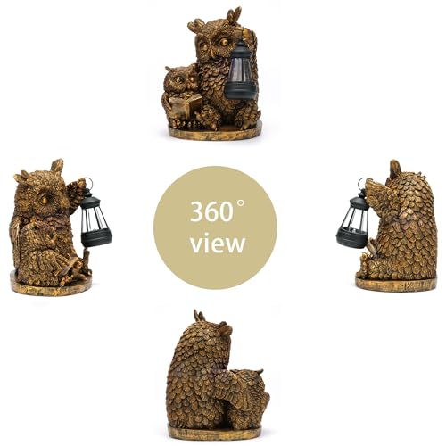 EPTUEGA Owl Solar Powered Outdoor Garden Statue, Resin Statue with Solar Light Lantern, Decorative Lawn, Yard Outdoor Owl Decoration. Unique Home Decoration, Gifts for Women Mom,on Mother's Day — view 5