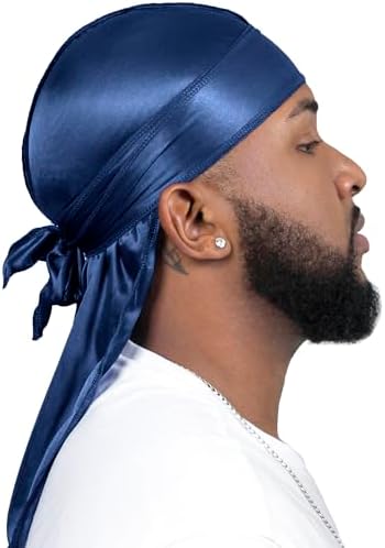 4PCS Silky Durags for Men Women 360 Waves with 1 Wave Cap, Silky Satin Durag Extra Long Tails - 1