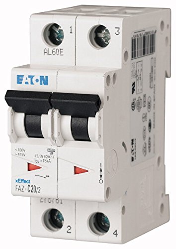 Eaton FAZ-D50/2 Interruptor Magnetotérmico FAZ, 50A, 2P, Curva D, 7.55 cm x 3.6 cm x 8 cm