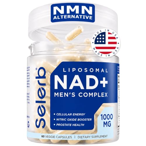 NAD Supplement for Men Liposomal NAD+ NMN Alternative Nitric Oxide Prostate Health Supplements with Resveratrol CoQ10 L Citrulline and Lycopene for Anti-Aging & Cellular Energy Support 60 Capsules