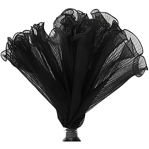 PRECUMELO Valentine's Day Pleated Gauze Yarn Flower Bouquets Wrapping Packaging Decorative Floral Florist Wrap Holiday Wedding Birthday Decoration Black Cover