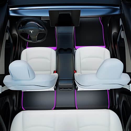 August Auto Universal Fit Carpet With Shinny Leather Car Floor Mats With Heel Pad, Fit For Sedan, Suvs, Truck, Vans,Set Of 4 (Purple) #TOP1